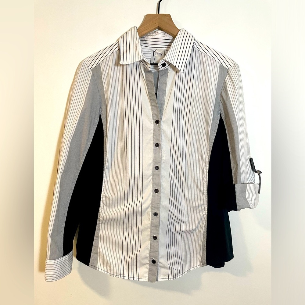 Finley Black and White Striped Button-Down Shirt